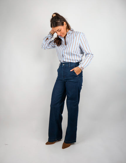 Smith&Soul Striped Ruffle Bluse Lightblue