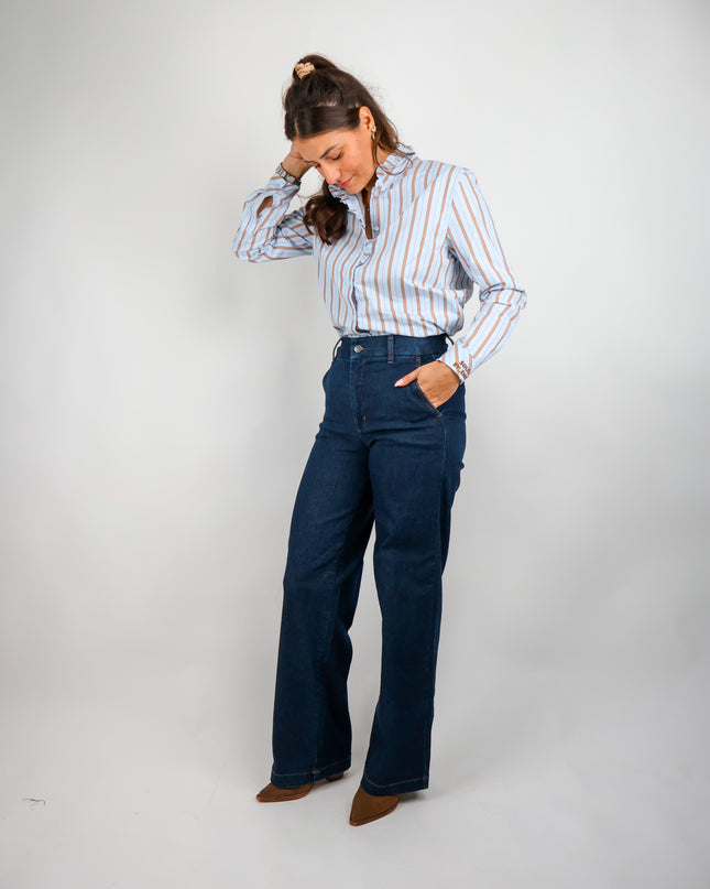 Smith&Soul Striped Ruffle Bluse Lightblue