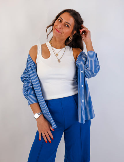 Stripe Bluse Königsblau