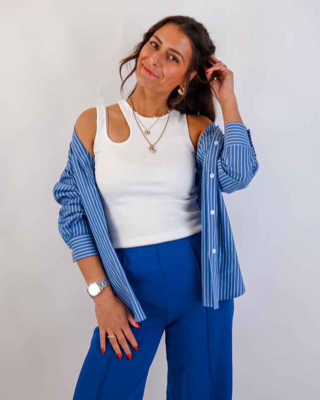 Stripe Bluse Königsblau