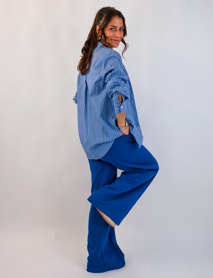 Stripe Bluse Königsblau