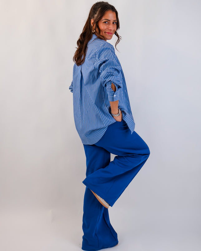 Stripe Bluse Königsblau
