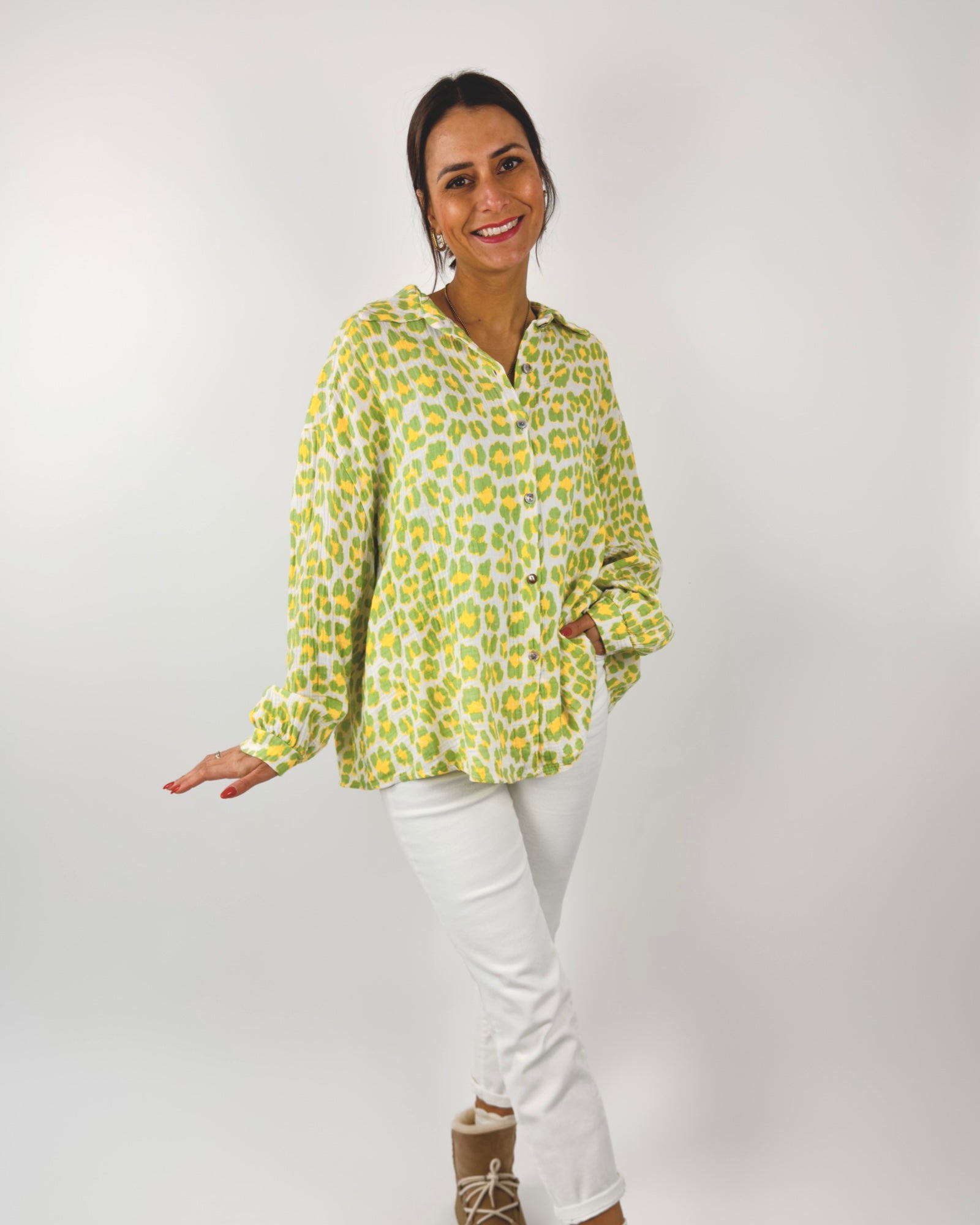 Julia Leo Musselin Bluse Citrus