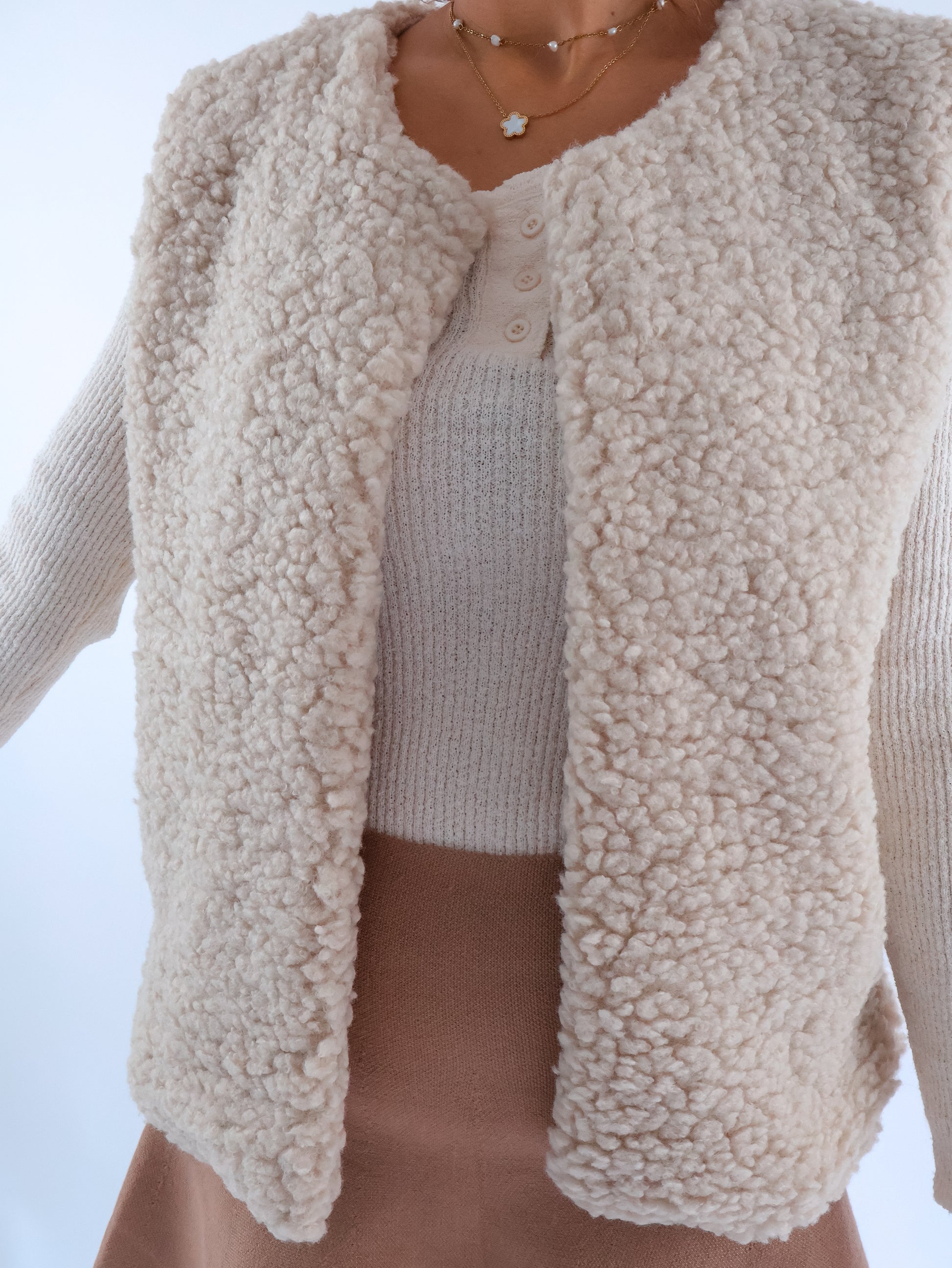 Teddy Weste Beige