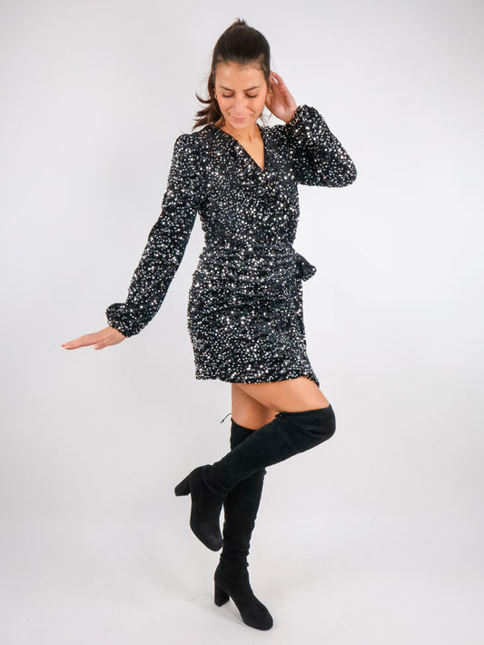 Samt Pailletten Kleid