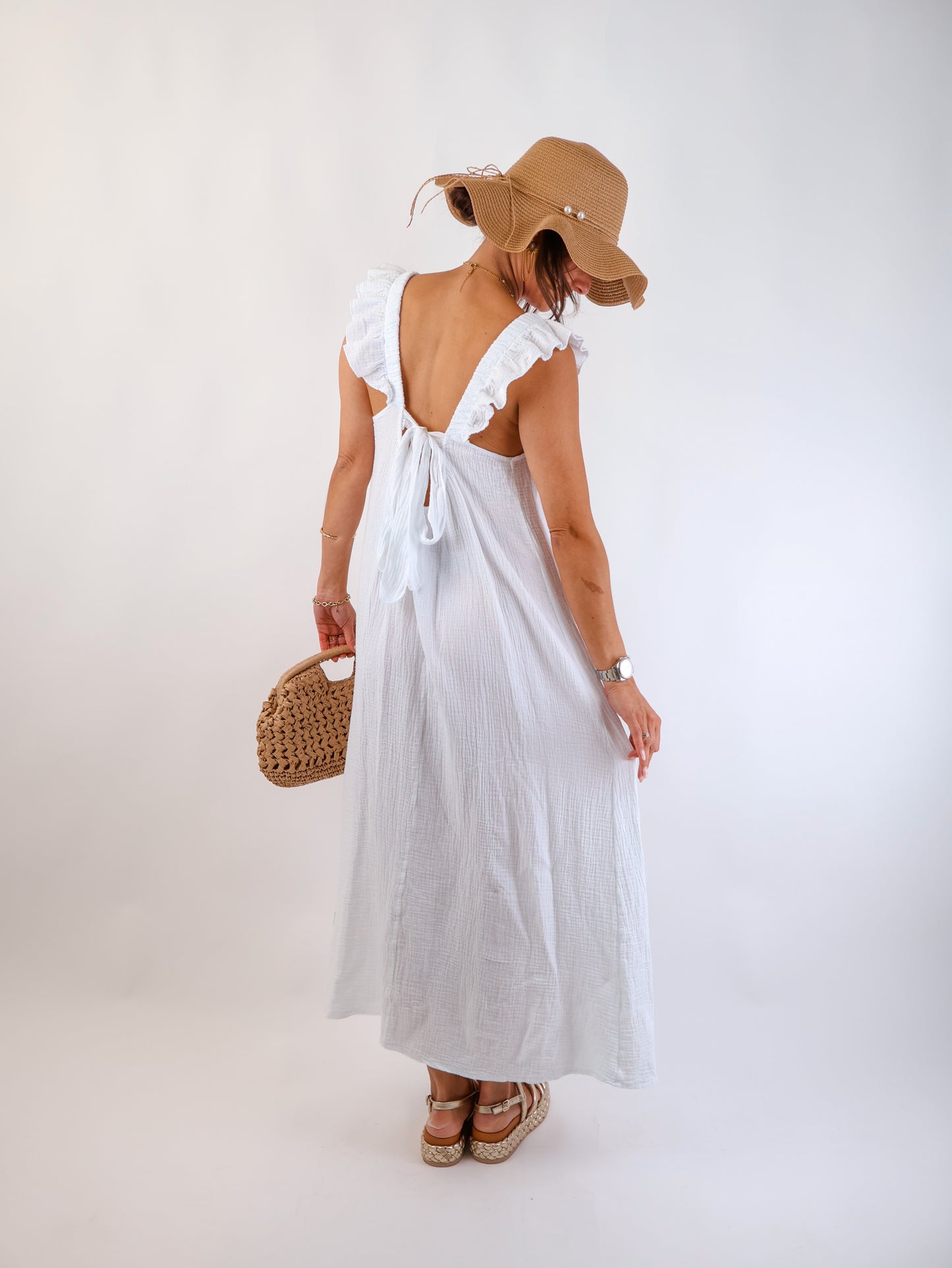 Estrella Musselin Kleid Weiß