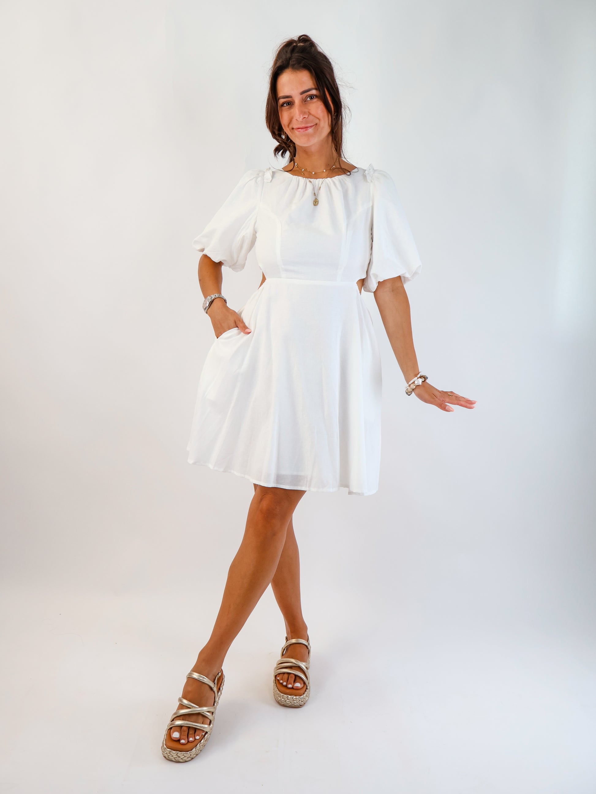 Pretty Little Leinenkleid Offwhite