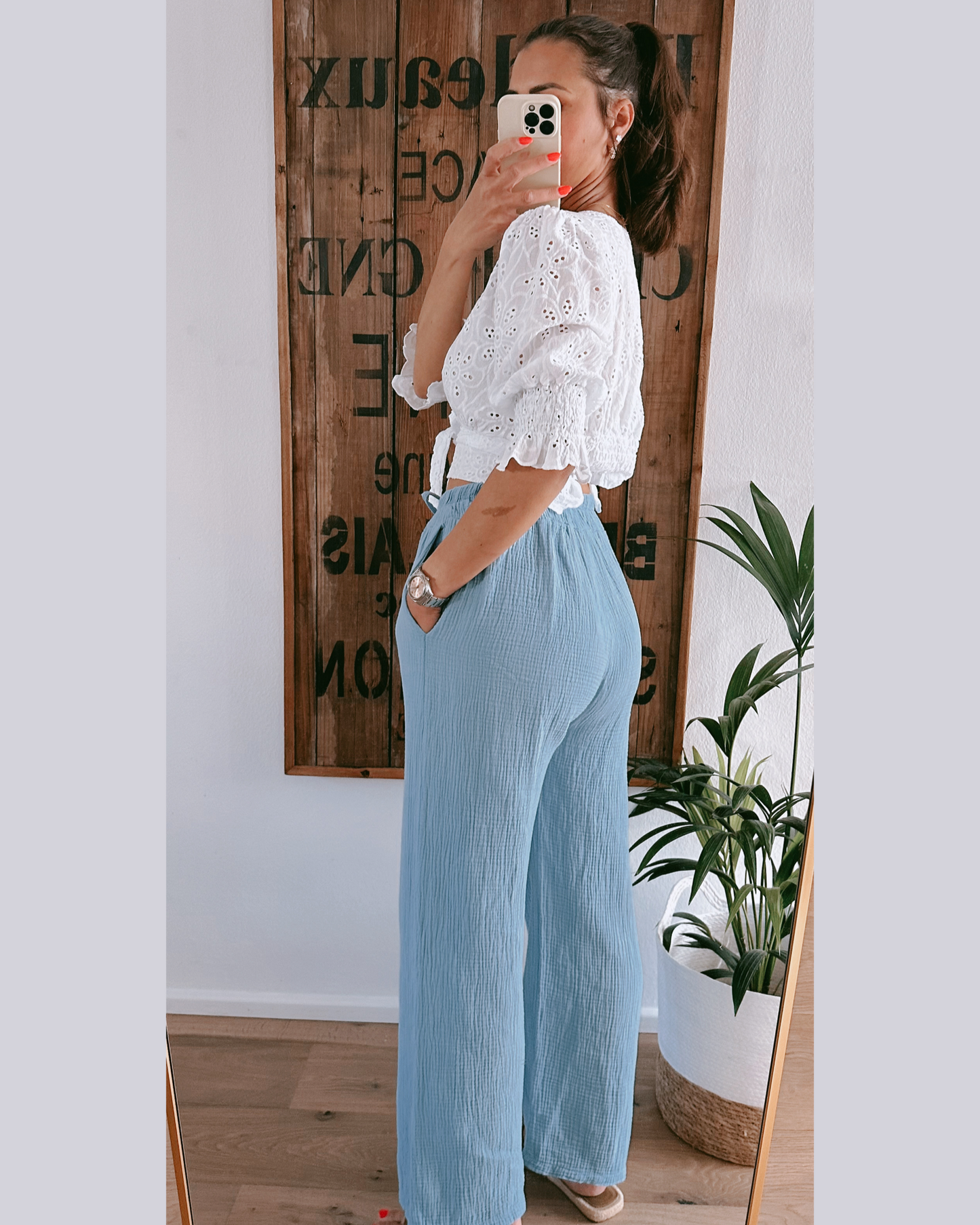 Julia Musselin Hose Skyblue
