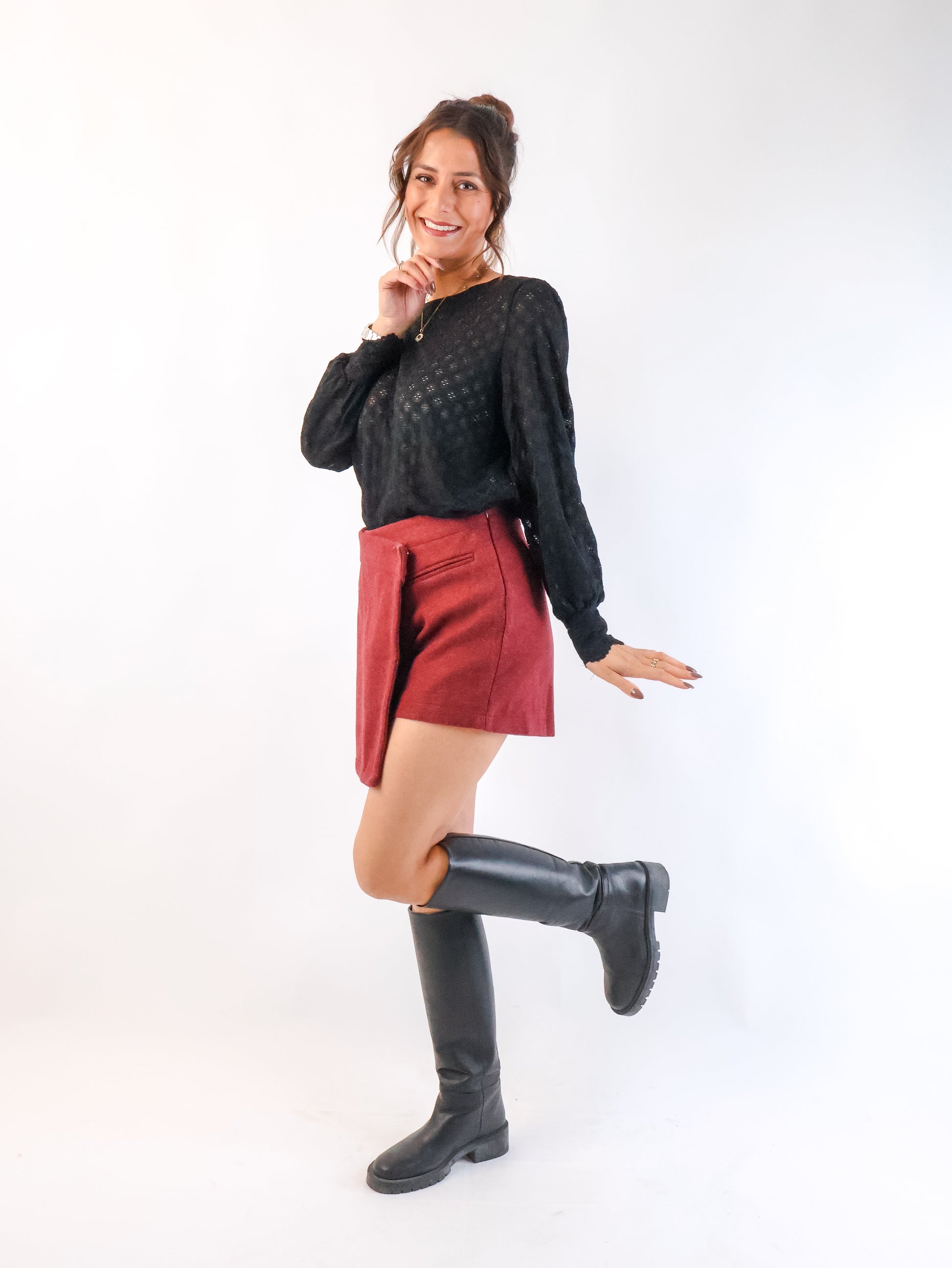 Hosenrock in Wolloptik Bordeaux