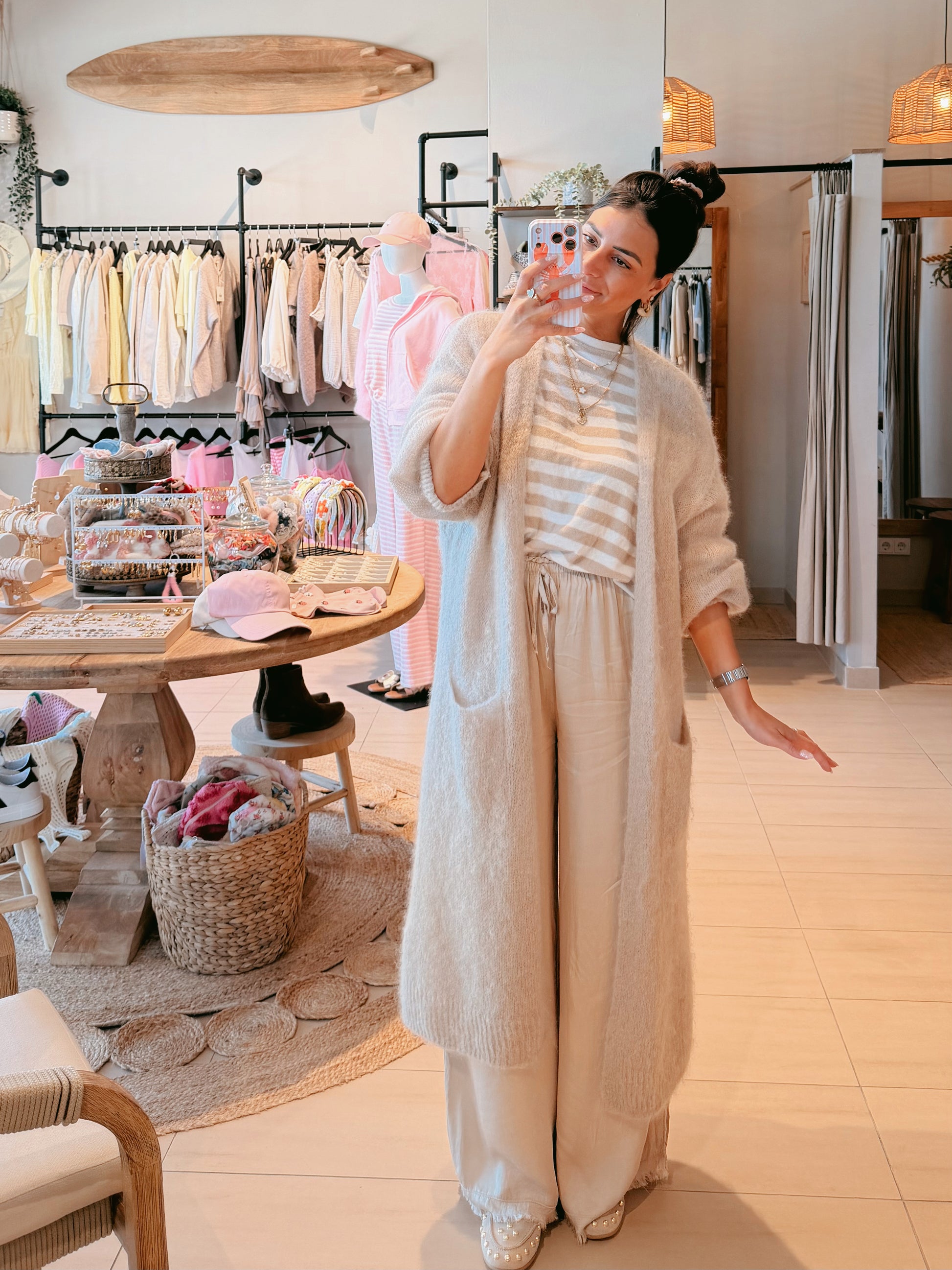 Stripes Oversize Shirt Beige