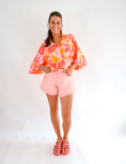 Ausgestellte Jeansshorts Rosa