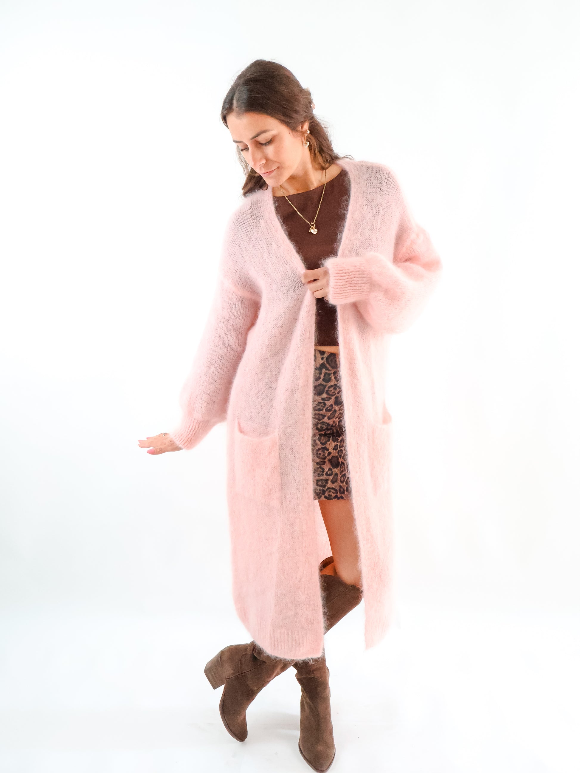 Premium Fineline Strickmantel Rosé