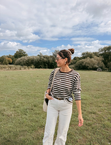 Smith&Soul Boxy Sweatshirt Soul Studio Stripes Dark Choc