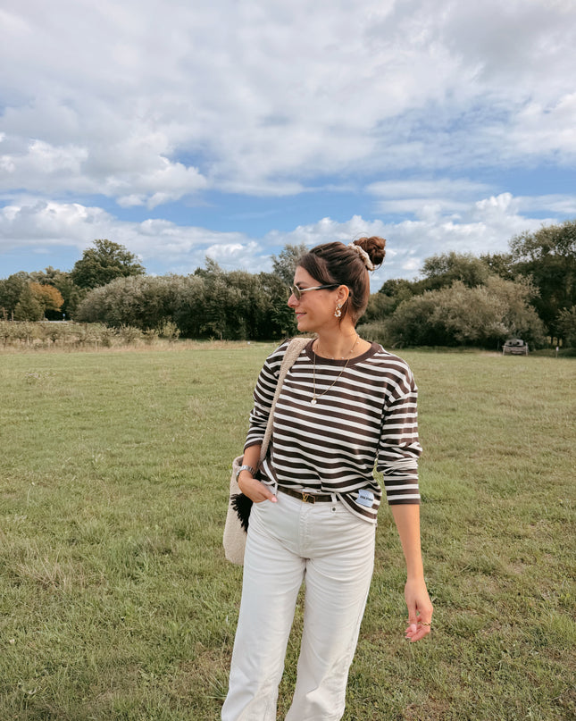 Smith&Soul Boxy Sweatshirt Soul Studio Stripes Dark Choc