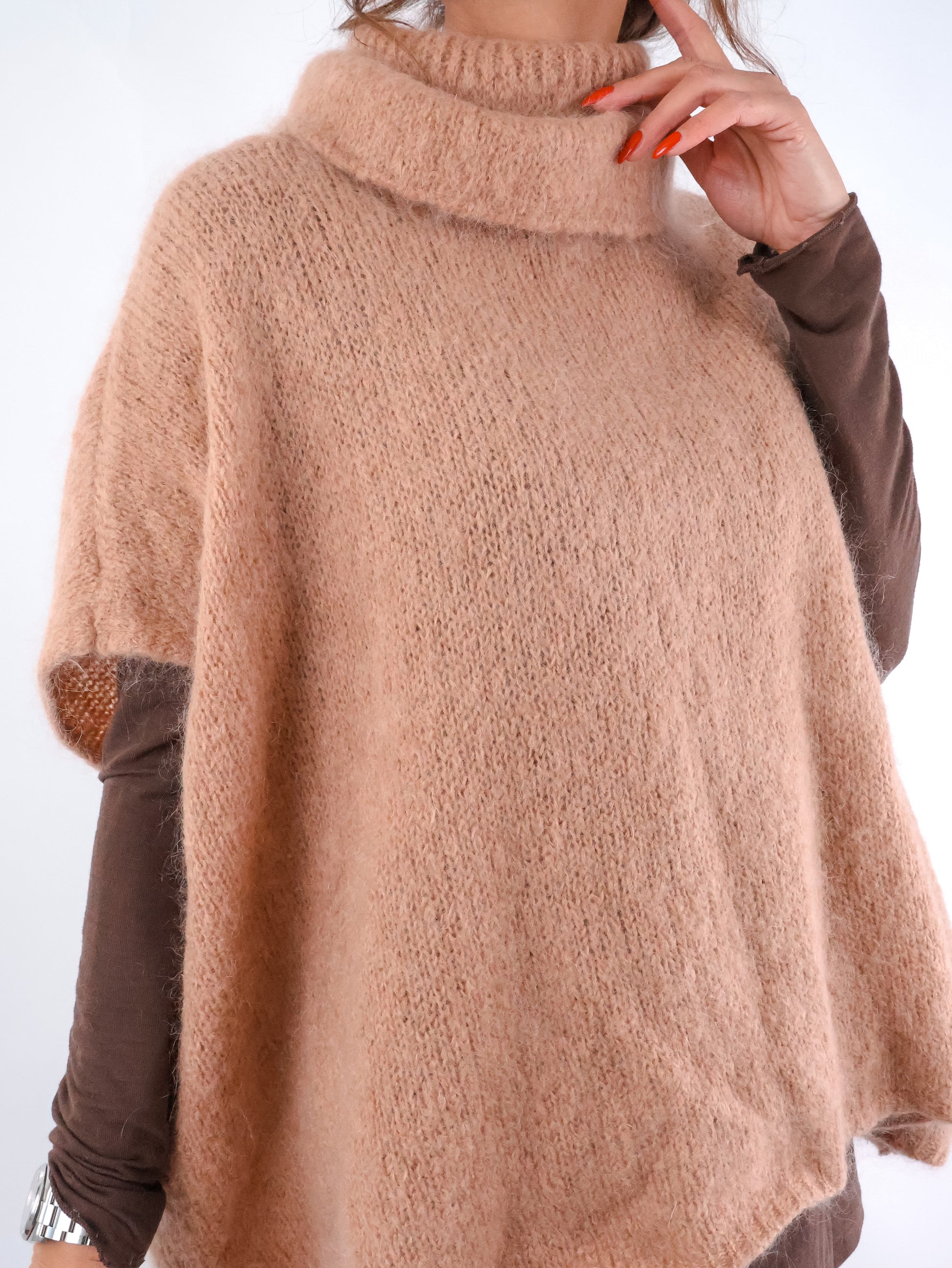 Kid Mohair Rollkragen Pullunder Camel