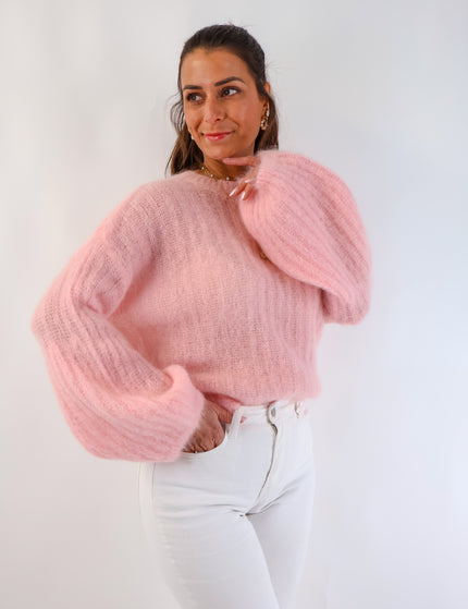 ★ Premium Kidmohair Pullover mit Ballonärmeln Rosé