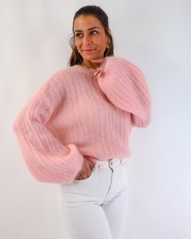 ★ Premium Kidmohair Pullover mit Ballonärmeln Rosé
