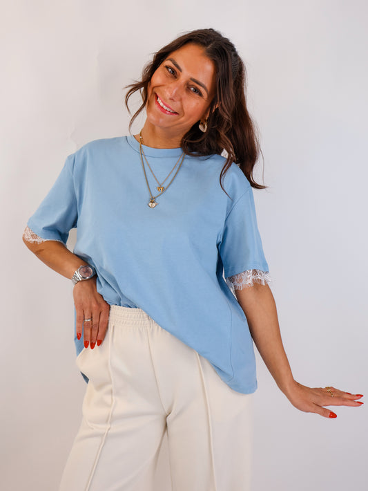 Spitzen T-Shirt Sky