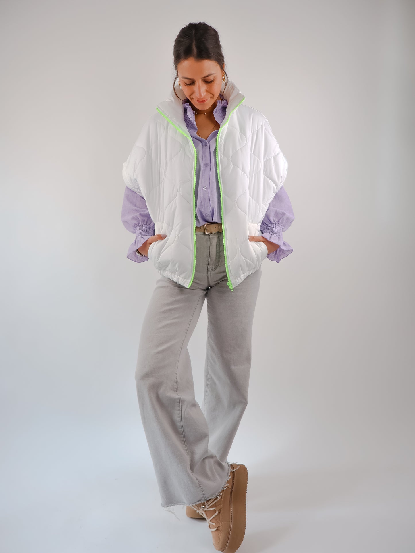 Oversize Weste Weiß