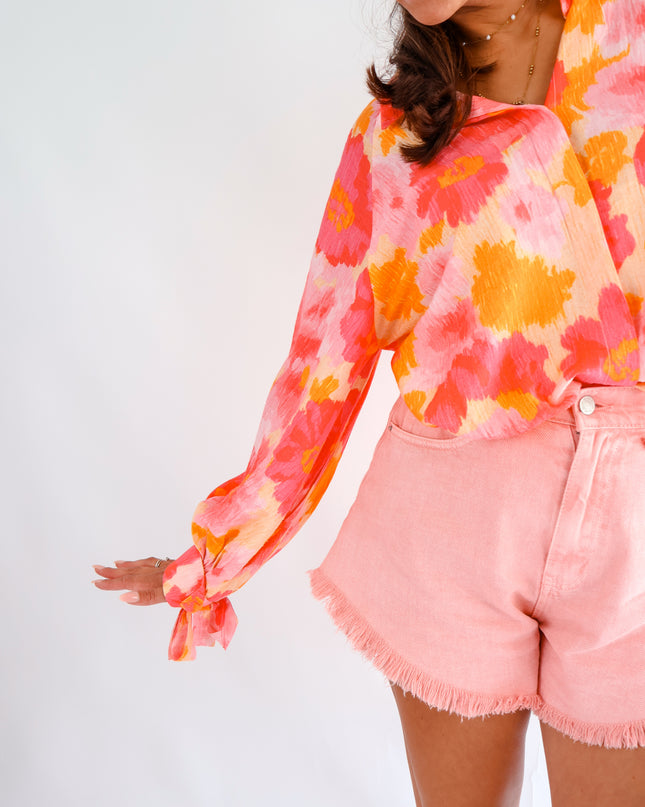 Ausgestellte Jeansshorts Rosa