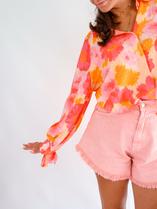 Ausgestellte Jeansshorts Rosa