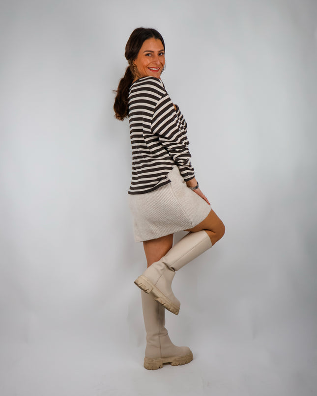 Smith&Soul Boxy Sweatshirt Soul Studio Stripes Dark Choc