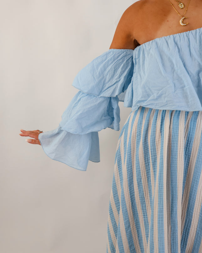 Flared Offshoulder Top Sky