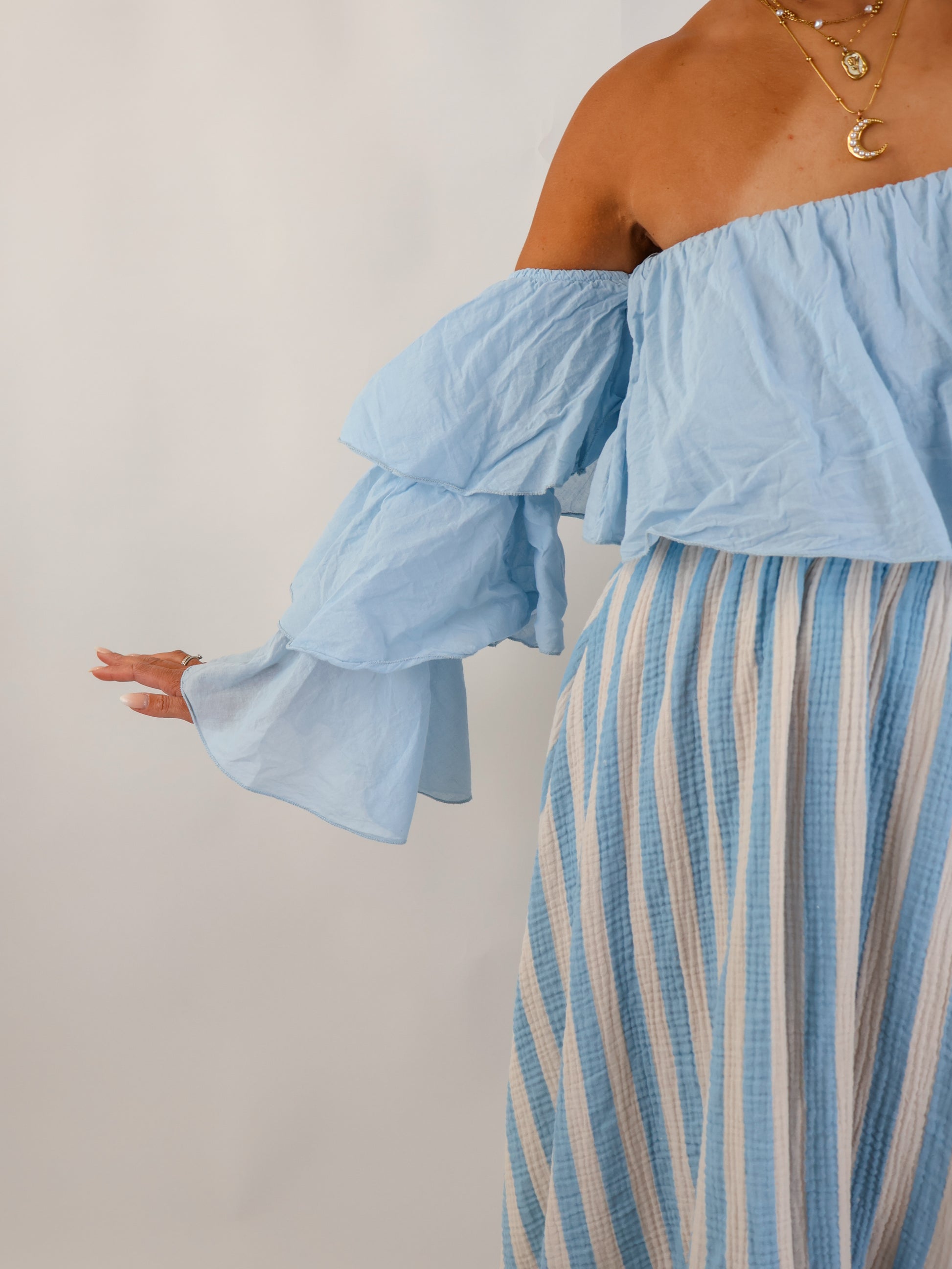 Flared Offshoulder Top Sky