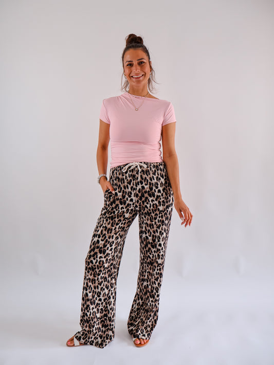 Basic Shirt mit asymmetrischem Ausschnitt Rosa