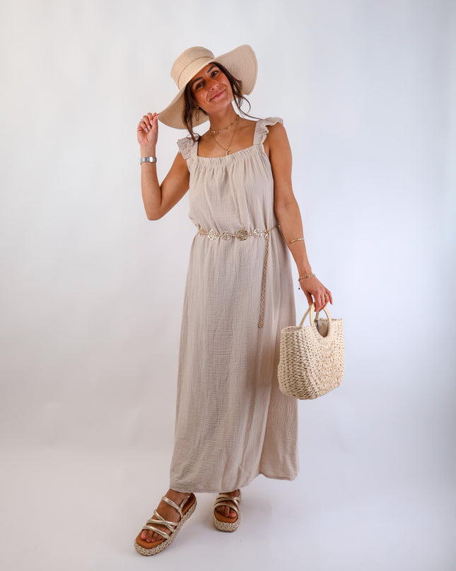 Estrella Musselin Kleid Beige
