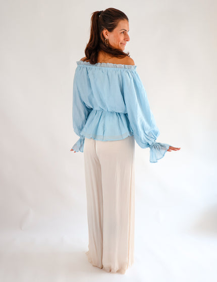 Volant Bluse Hellblau