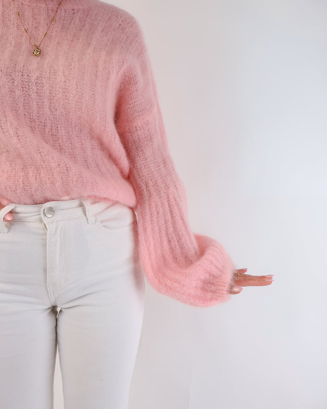 ★ Premium Kidmohair Pullover mit Ballonärmeln Rosé