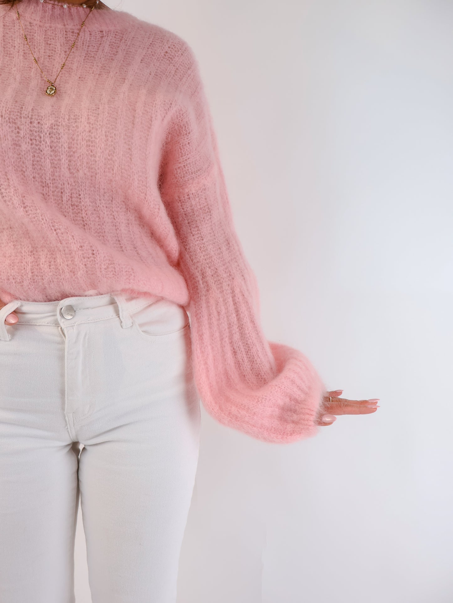 ★ Premium Kidmohair Pullover mit Ballonärmeln Rosé