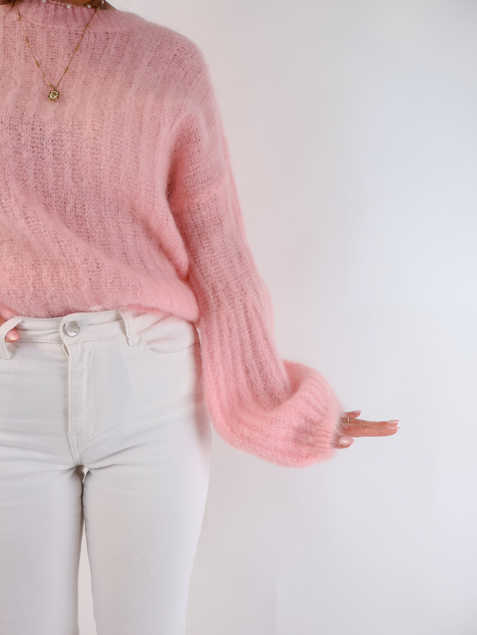 ★ Premium Kidmohair Pullover mit Ballonärmeln Rosé