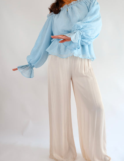 Volant Bluse Hellblau