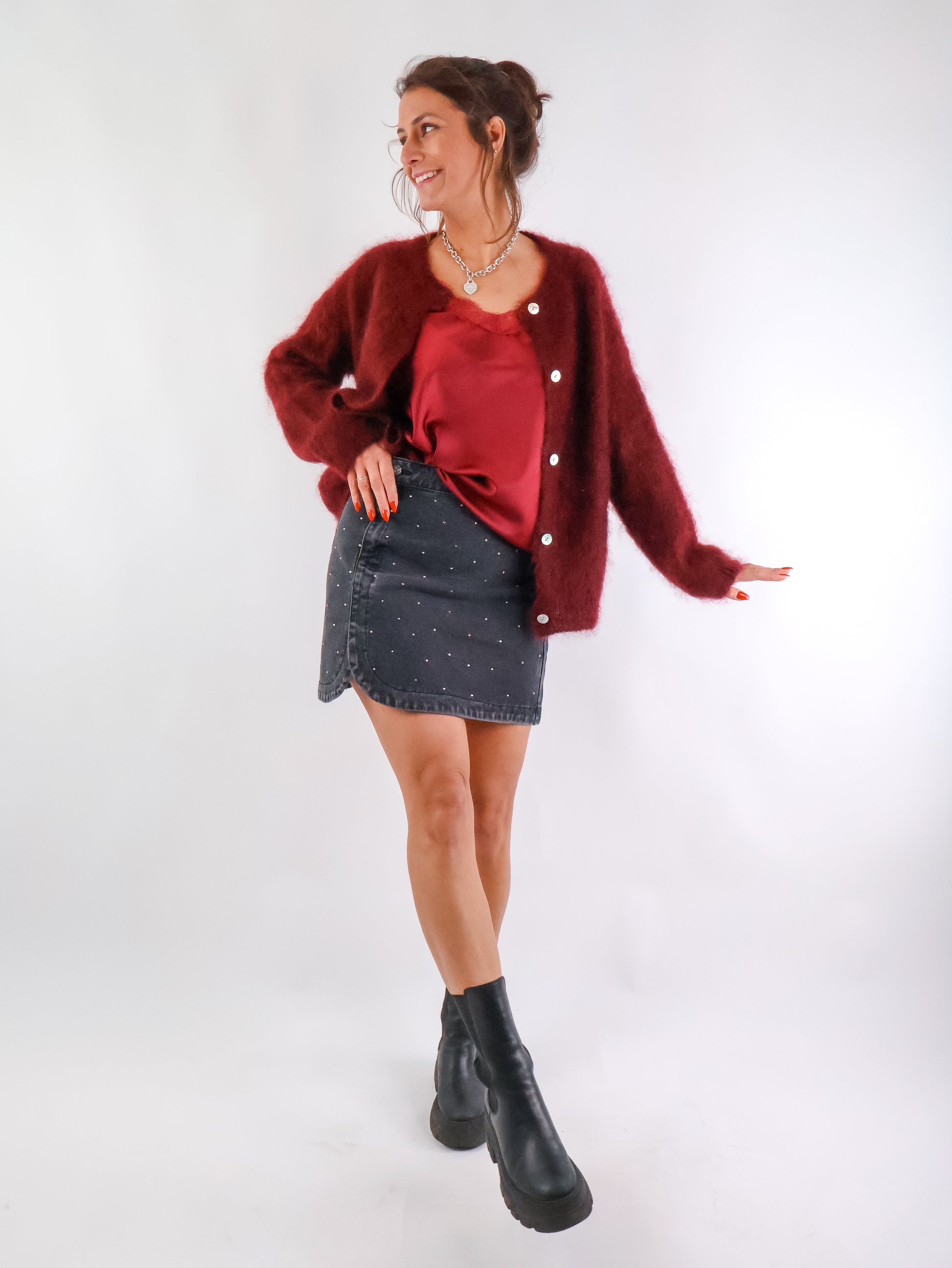 ★ Premium Kidmohair Strickjacke Bordeaux