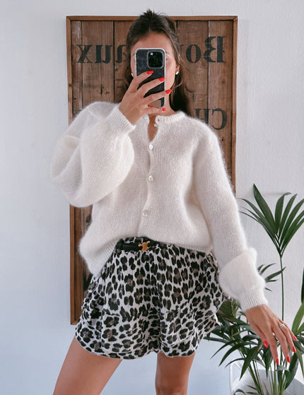 Mohair Strickjacke Weiß
