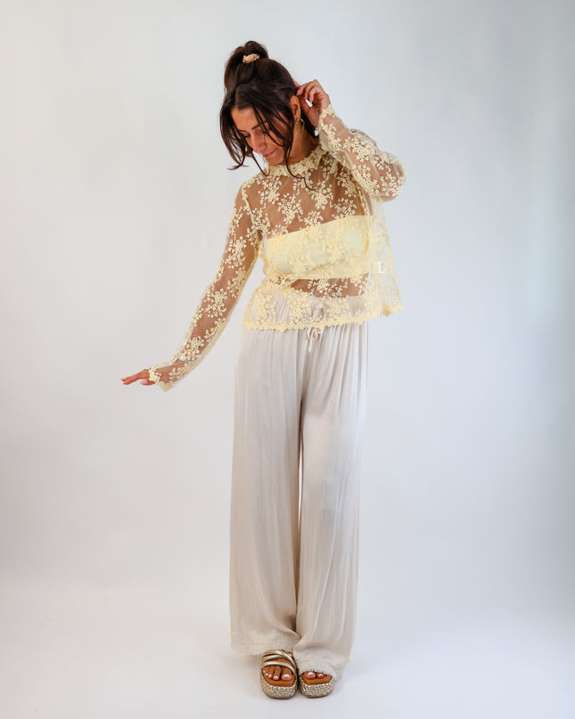 Spitzenbluse Butter Yellow
