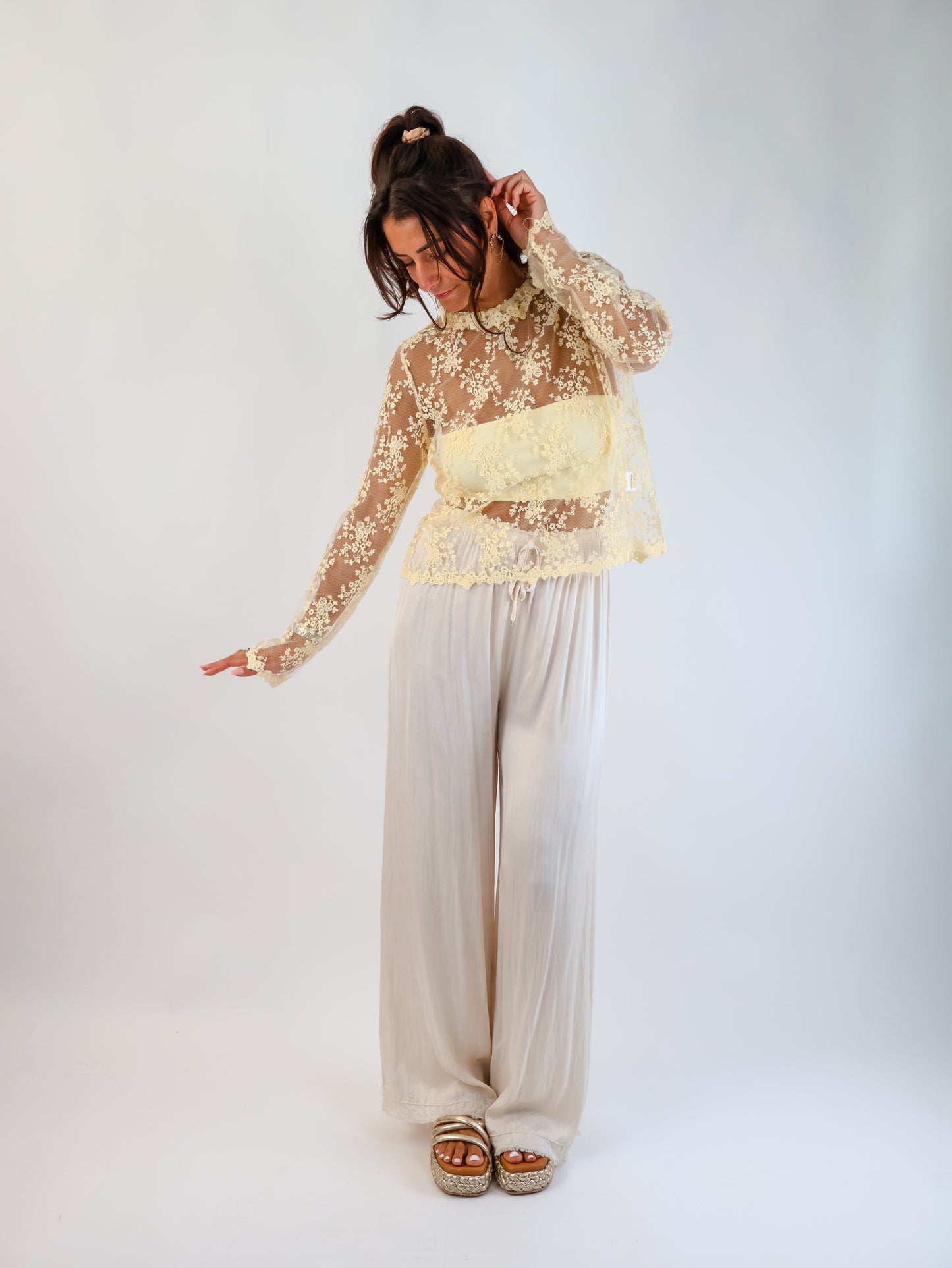 Spitzenbluse Butter Yellow