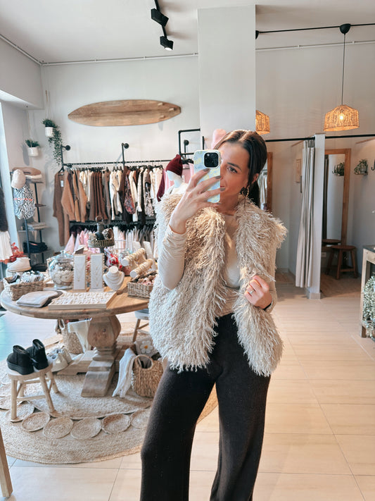 Fuzzy Weste Beige
