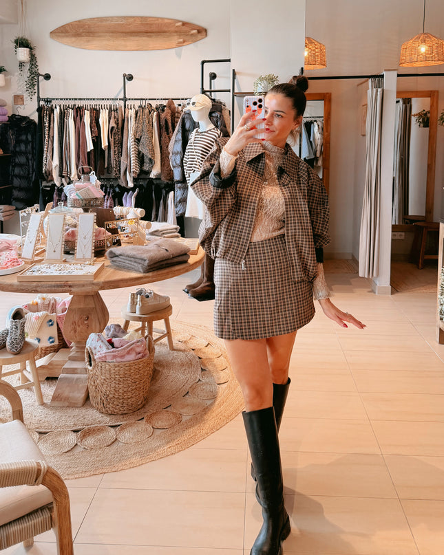 Karo Bomberjacke Camel