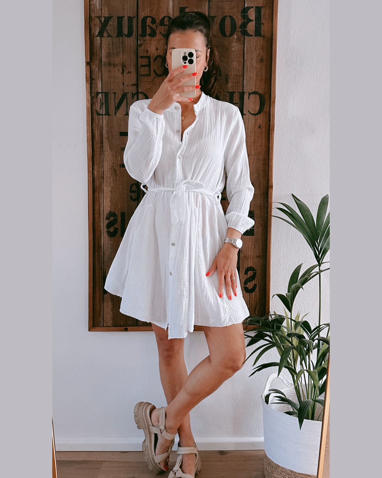 Sandy Musselin Kleid Weiß