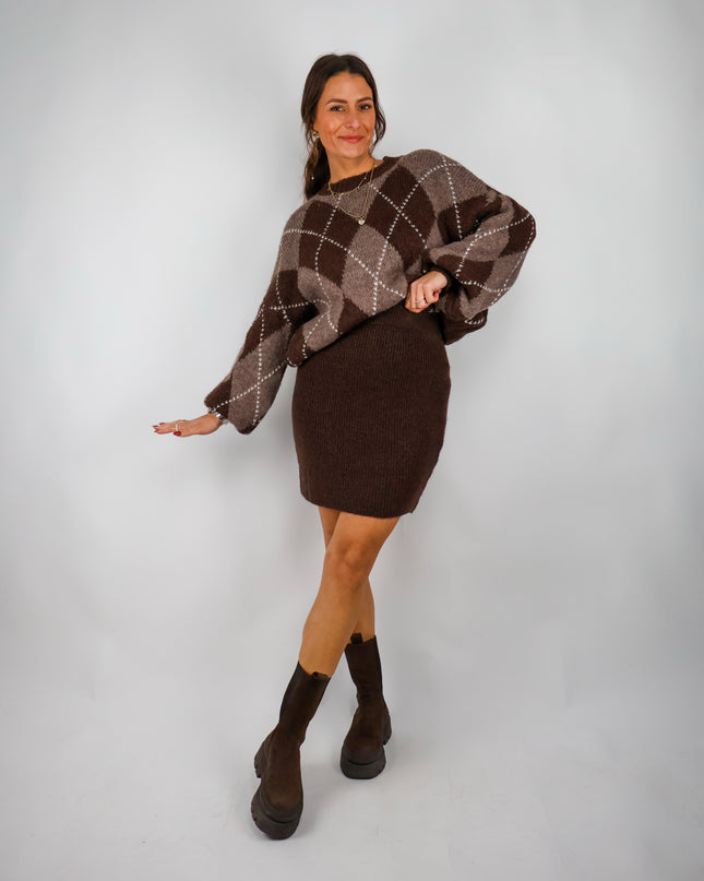 Argyle Strickpullover Dark Choc