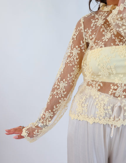 Spitzenbluse Butter Yellow