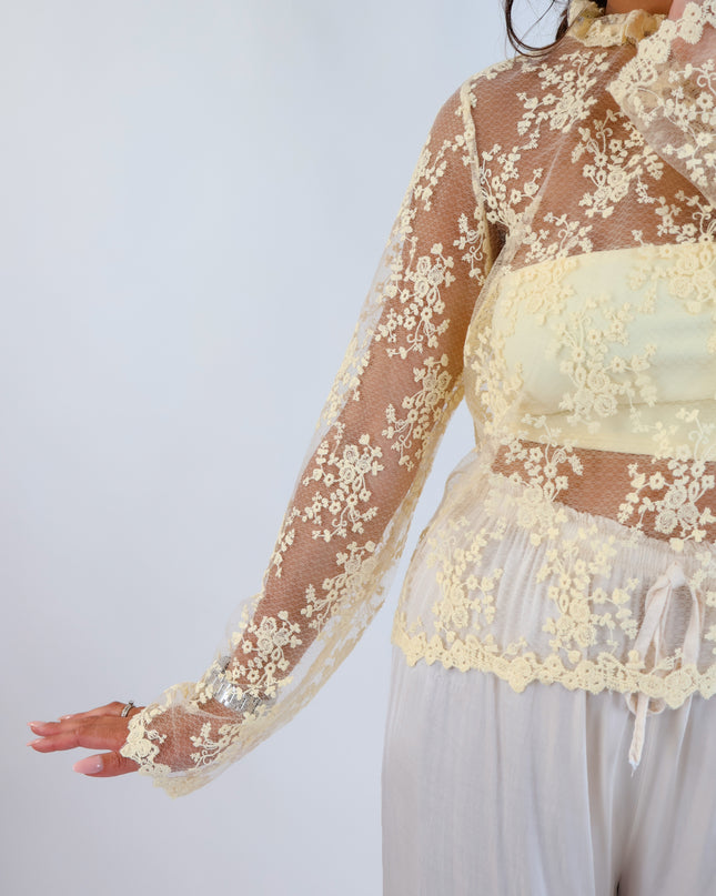 Spitzenbluse Butter Yellow