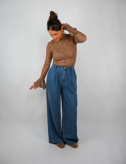 Nümph Nuelida Wide Leg Hose Snow Washed