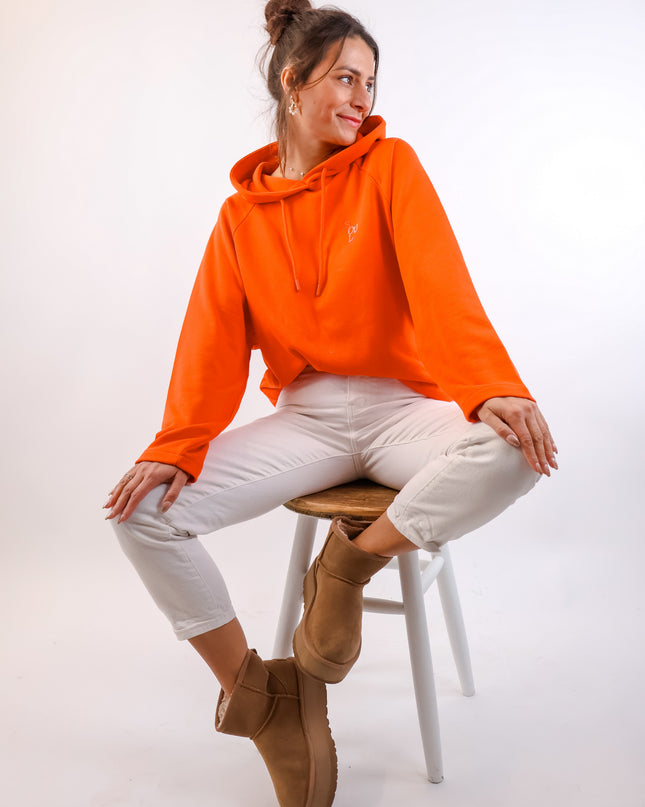 Smith&Soul Boxy Hoodie mit Stickerei in Mandarine