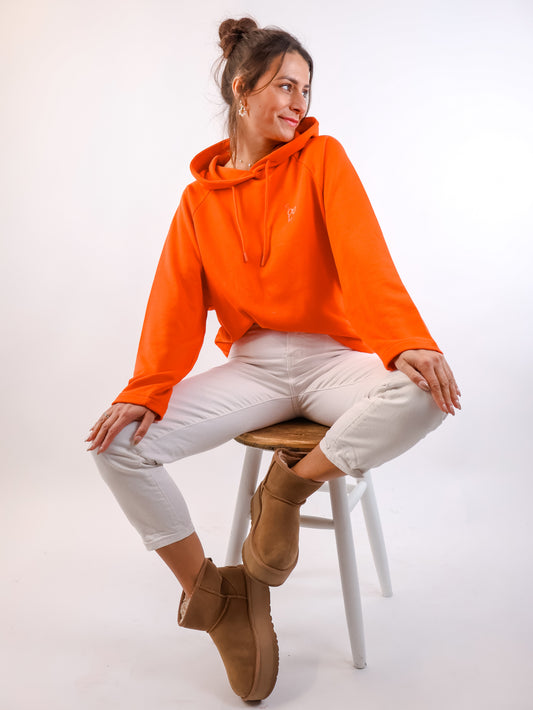 Smith&Soul Boxy Hoodie mit Stickerei in Mandarine
