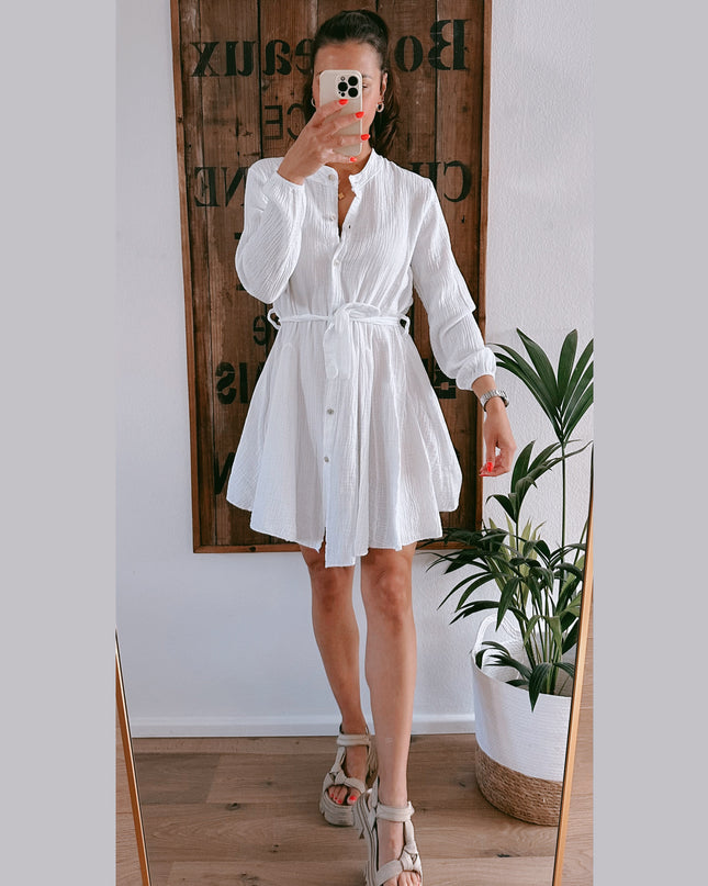 Sandy Musselin Kleid Weiß