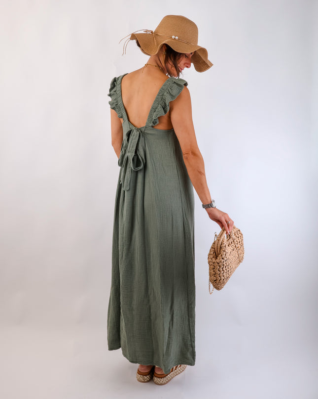 Estrella Musselin Kleid Olive